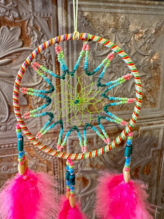 悪いものを消滅させ夢を掴む!ドリームキャッチャー大 パステルピンク