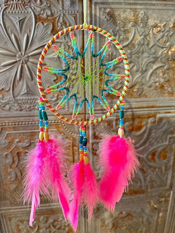 悪いものを消滅させ夢を掴む!ドリームキャッチャー大 パステルピンク
