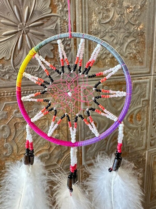悪いものを消滅させ夢を掴む!ドリームキャッチャー大 カラフルホワイト