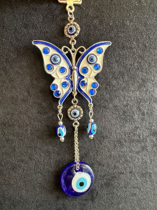 魔除けのお守り ナザールボンジュウ メタルオーナメント☆幸運と飛躍!バタフライA