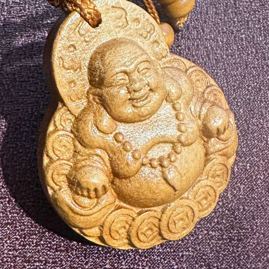 お腹を触るとお金がやってくる!布袋尊(ほていそん)木製キーホルダー 富や財産を与える福の神