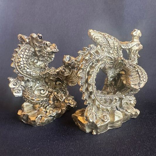 最上の幸運パワーが溢れ出す!願いを叶えたいなら〜鳳凰と龍 置物SET(小)