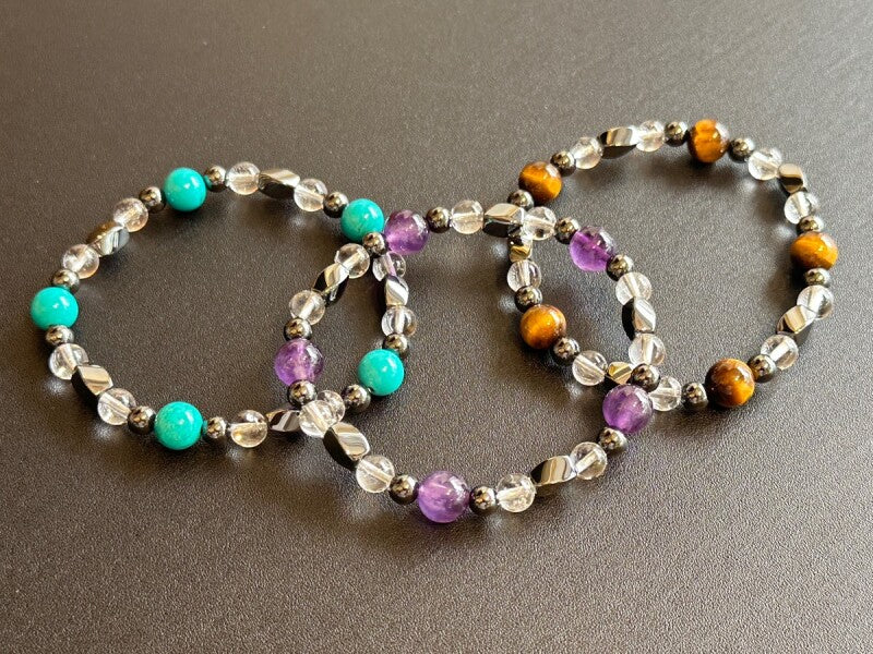 磁気がエネルギーを増幅!!心身を良い状態に保ち ポジティブ思考で状況を好転!マグネサイト&磁気ブレスレット