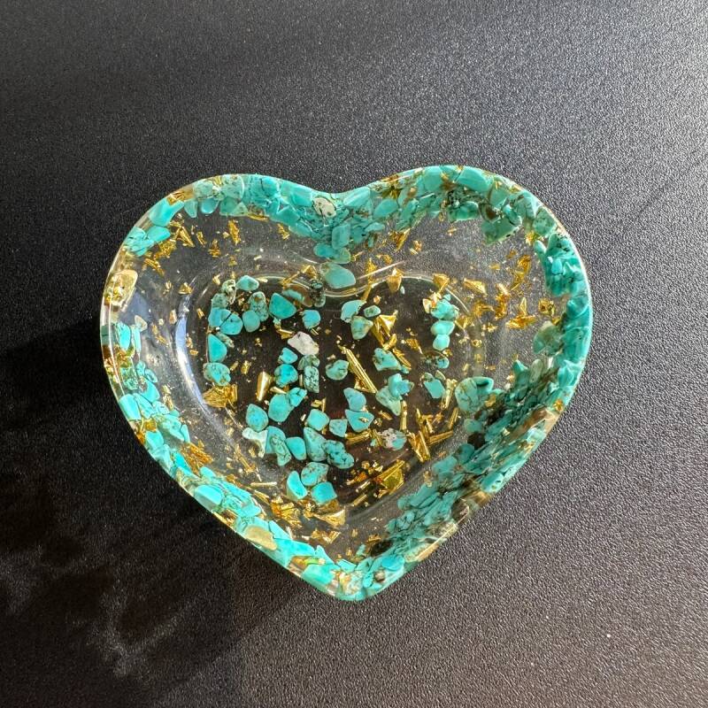 天然石の力をチャージ!ハート型トレー♡ターコイズ