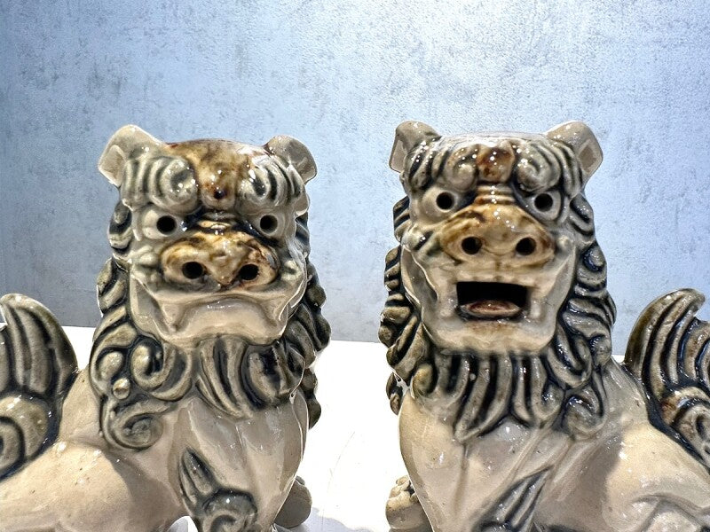沖縄伝統の守り神 魔除けのシンボルシーサー ペア置物 大