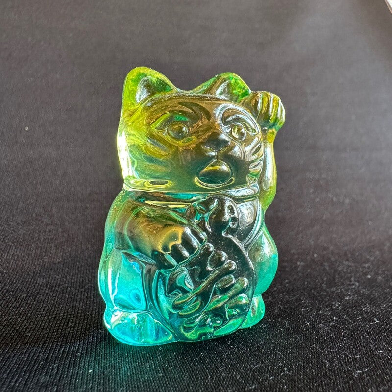 商売繫盛と良縁を招く!人招き♪オーロラ招き猫Green