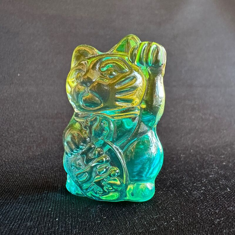 商売繫盛と良縁を招く!人招き♪オーロラ招き猫Green