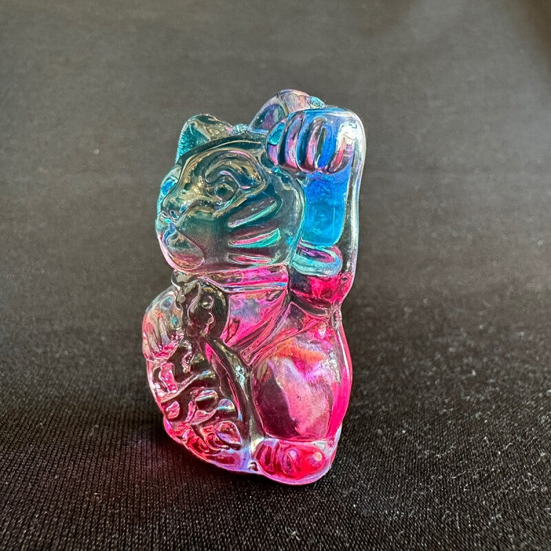 商売繫盛と良縁を招く!人招き♪オーロラ招き猫blue