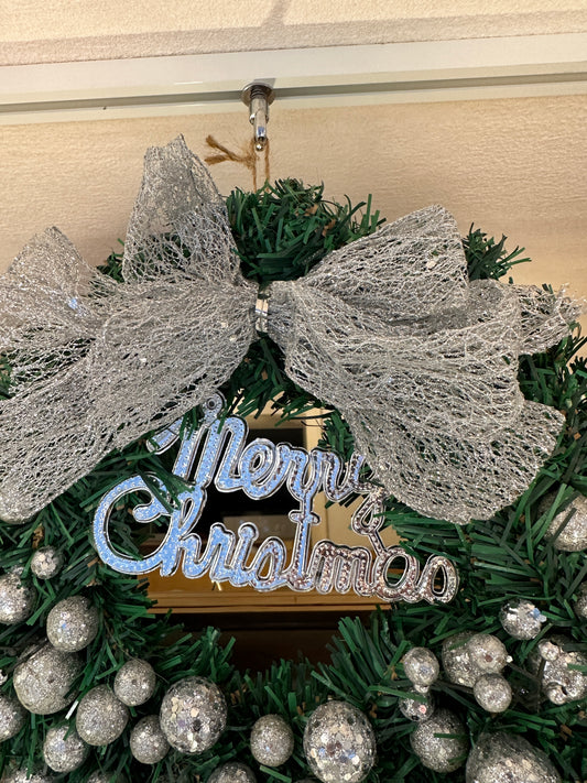 クリスマスリース シルバー30cm