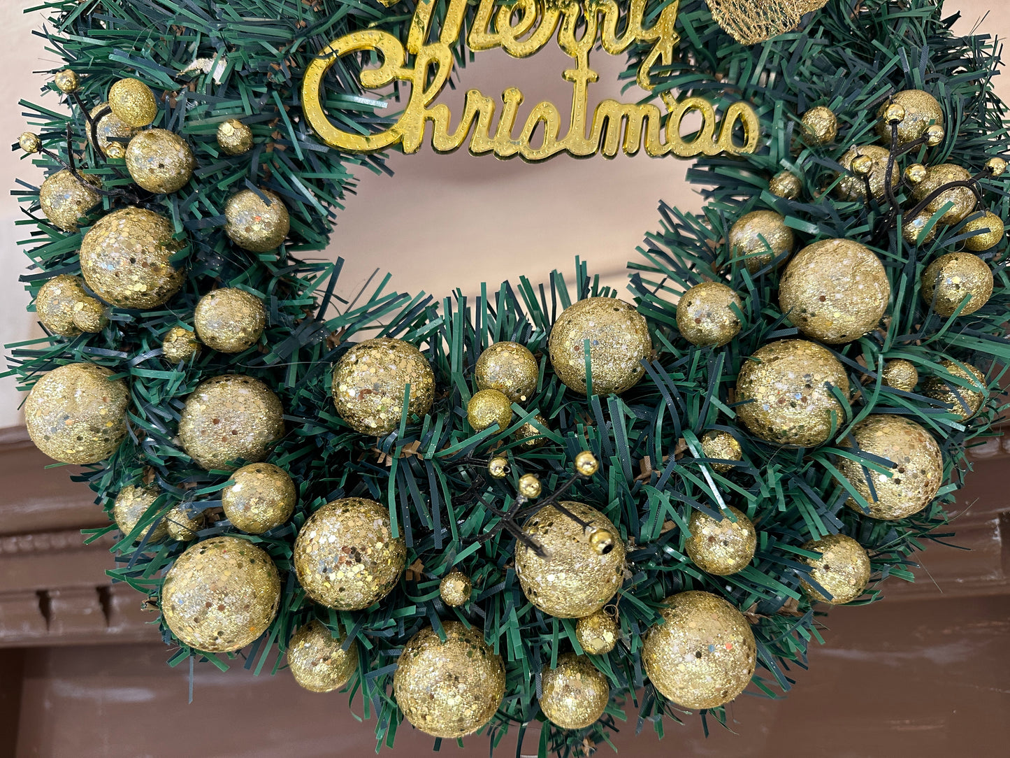 クリスマスリース ゴールド30cm