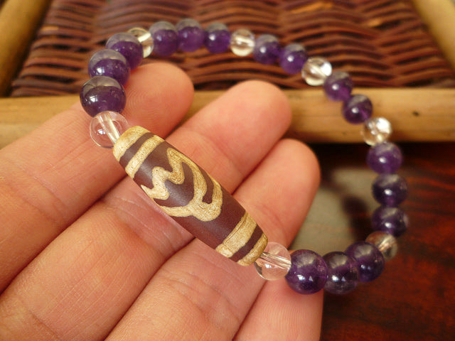 出逢いを引き寄せる婚活ブレスレット 蓮花天珠&アメジスト