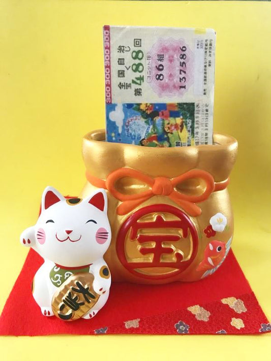 【値下げ!】当選!宝くじ入れ 白猫