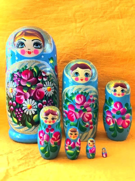 大きな!願いを吹き込む♪繁栄のマトリョーシカ 7体 花みずいろ