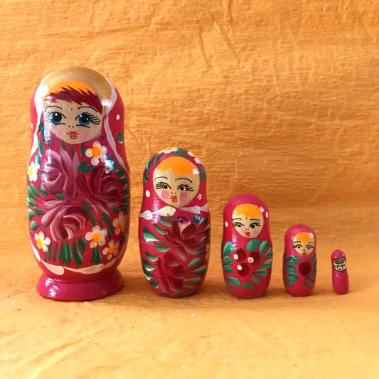 願いを吹き込む♪繁栄のマトリョーシカ 5体 小 ピンク