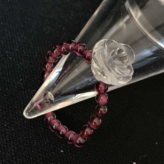 愛の薔薇♥水晶&ガーネット リング