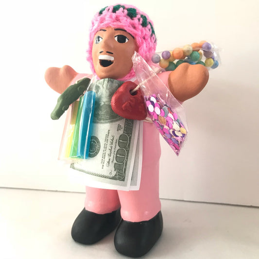 【限定】ペルー産!エケコ(エケッコー)人形  中Mサイズ(約15センチ)ピンク