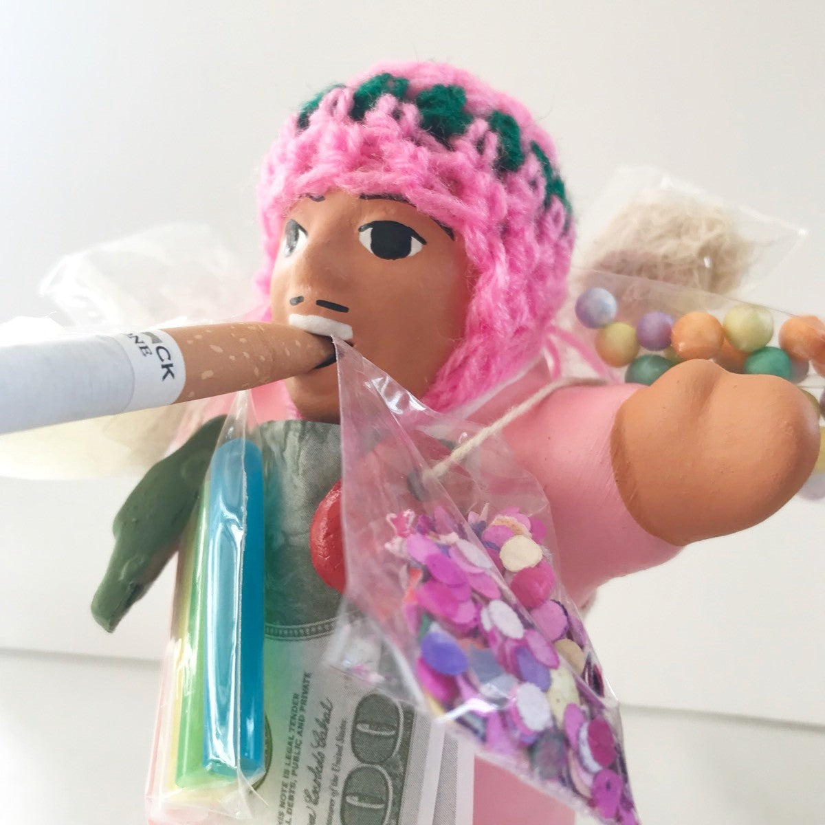 【限定】ペルー産!エケコ(エケッコー)人形 中Mサイズ(約15センチ)ピンク