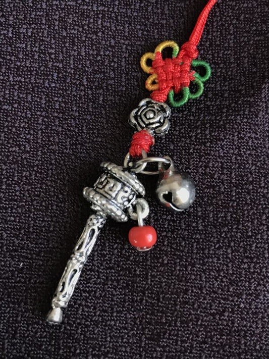 回る!様々な幸福を呼び寄せる・チベット密教の法具・ マニ車 ストラップ