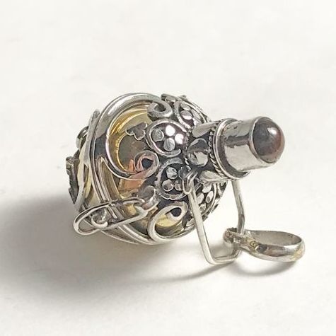 ガムランボール鳥かごタイプ☆タイガーアイ 6月の誕生石(金運のお守り)