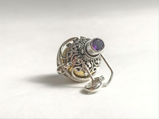 ガムランボール鳥かごタイプ☆アメジスト 2月の誕生石(恋愛成就のお守り)