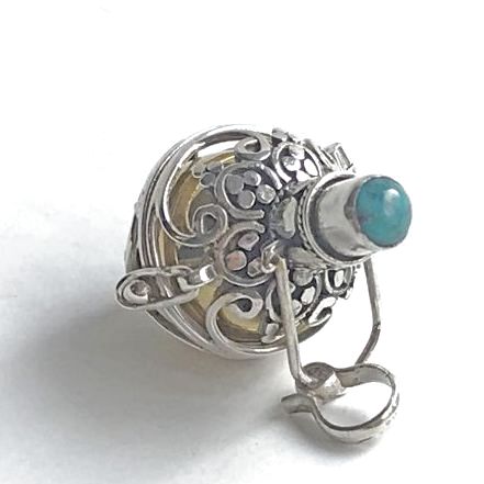 ガムランボール鳥かごタイプ☆ターコイズ 12月の誕生石(金運・仕事運のお守り)