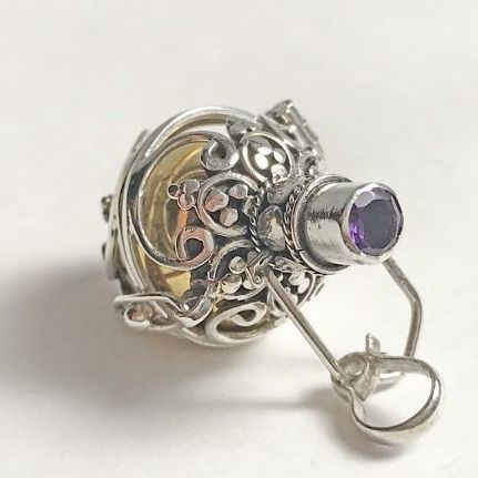 ガムランボール鳥かごタイプ☆アメジスト 2月の誕生石(恋愛成就のお守り)