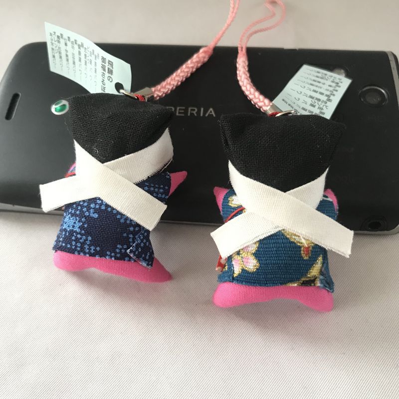 婚活★恋愛運のピンクハチマキ お守り付き さるぼぼストラップ