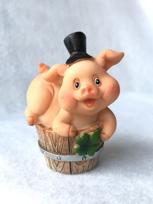 富と繁栄!幸せをもたらすブタの煙突掃除人 木樽