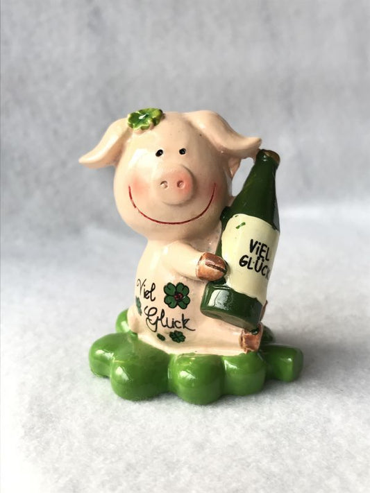 Viel Gluck! 幸運の四葉のクローバーに乗ったブタ!ワイン