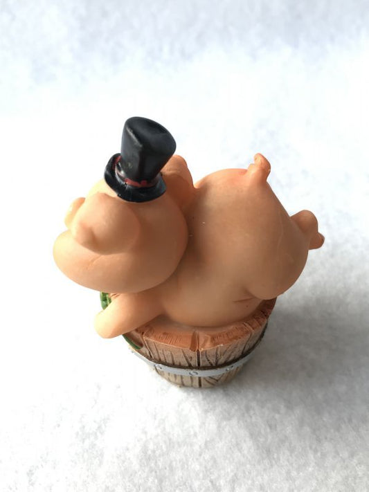 富と繁栄!幸せをもたらすブタの煙突掃除人 木樽