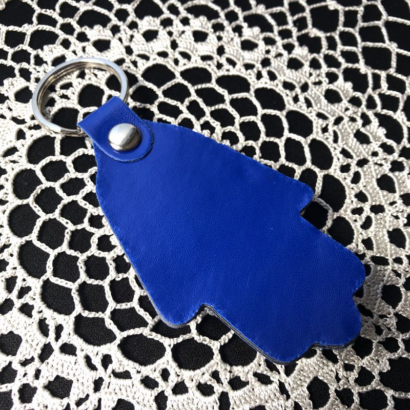 魔除けのお守り★ハムサ&ナザールボンジュウ★レザーキーリング【ブルー】