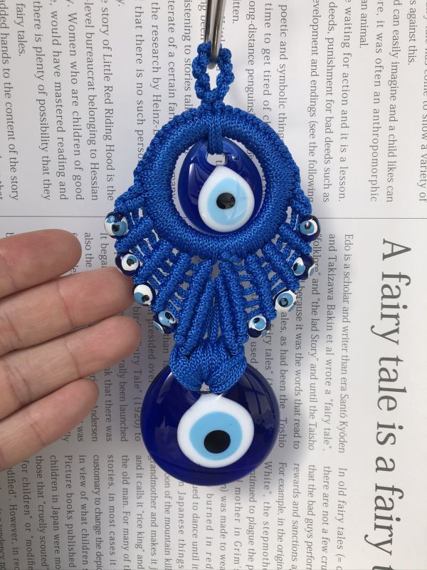 魔除けのお守り★ナザールボンジュウ★マクラメW オーナメント Blue