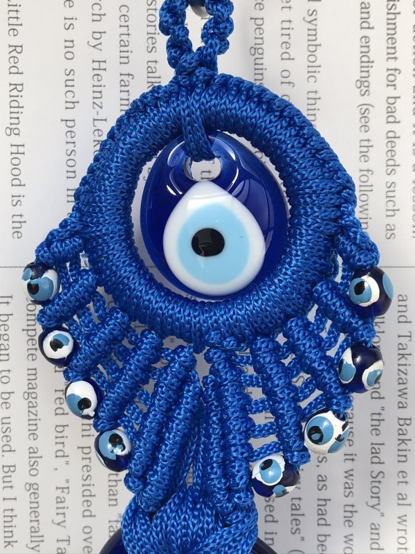 魔除けのお守り★ナザールボンジュウ★マクラメW オーナメント Blue