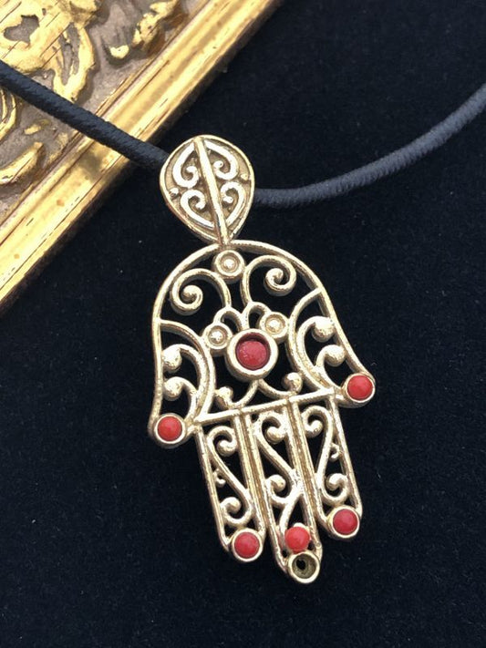 あなたを護る!強力な護符★ハムサ★ペンダント 赤