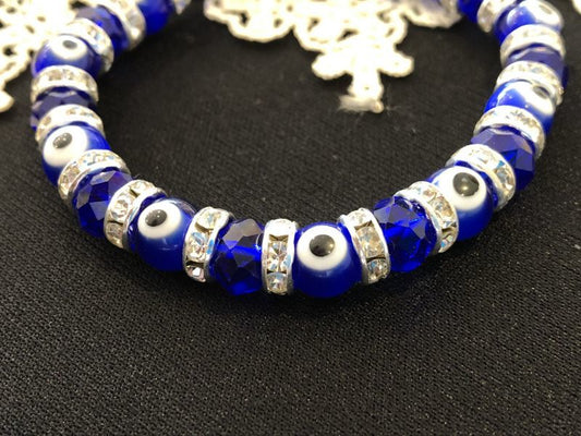 厄除け☆ナザールボンジュウ★ロンデルブレスレット ブルー8mm