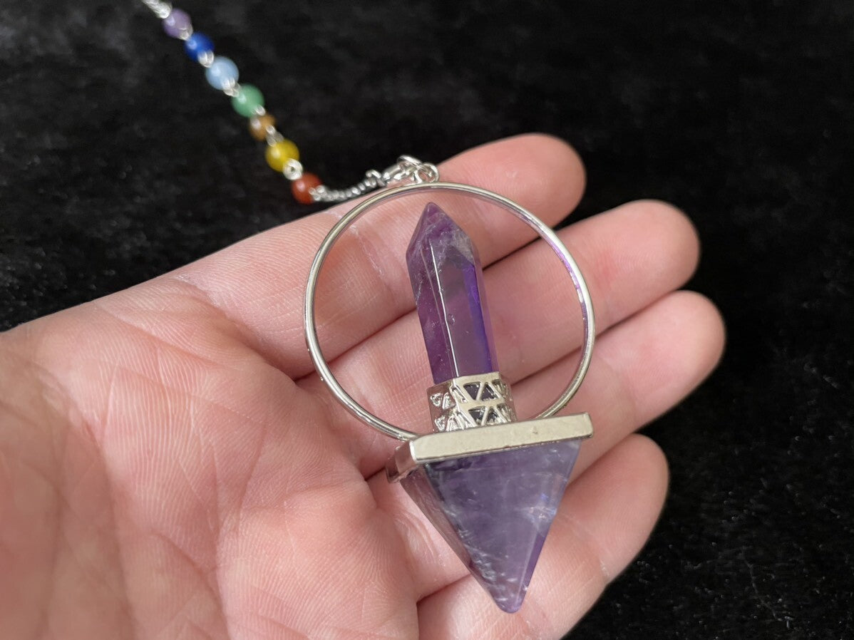 宇宙の力を集め潜在能力を開花!悩み事の答えを導き出す!7チャクラ!ピラミッドペンデュラム アメジスト