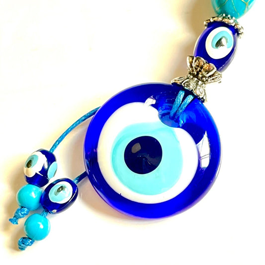 魔除けのお守り★ナザールボンジュウキーホルダー🧿ターコイズELLIPSE