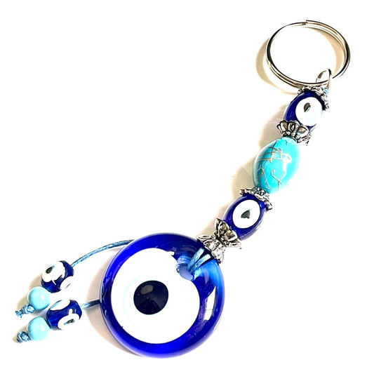 魔除けのお守り★ナザールボンジュウキーホルダー🧿ターコイズELLIPSE