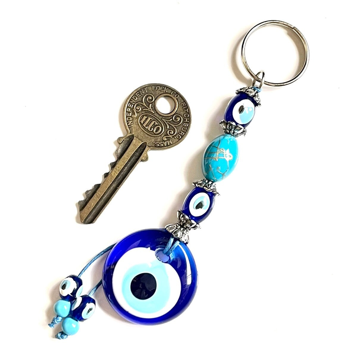 魔除けのお守り★ナザールボンジュウキーホルダー🧿ターコイズELLIPSE