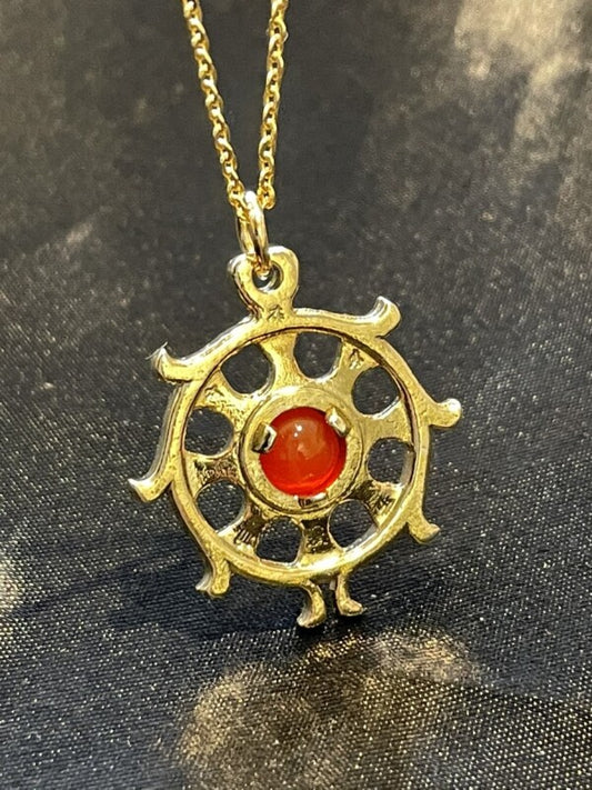 邪を砕き幸運が回り続ける!法輪(ダルマチャクラ)&積極性と力強さ、目標達成のカーネリアン ネックレス