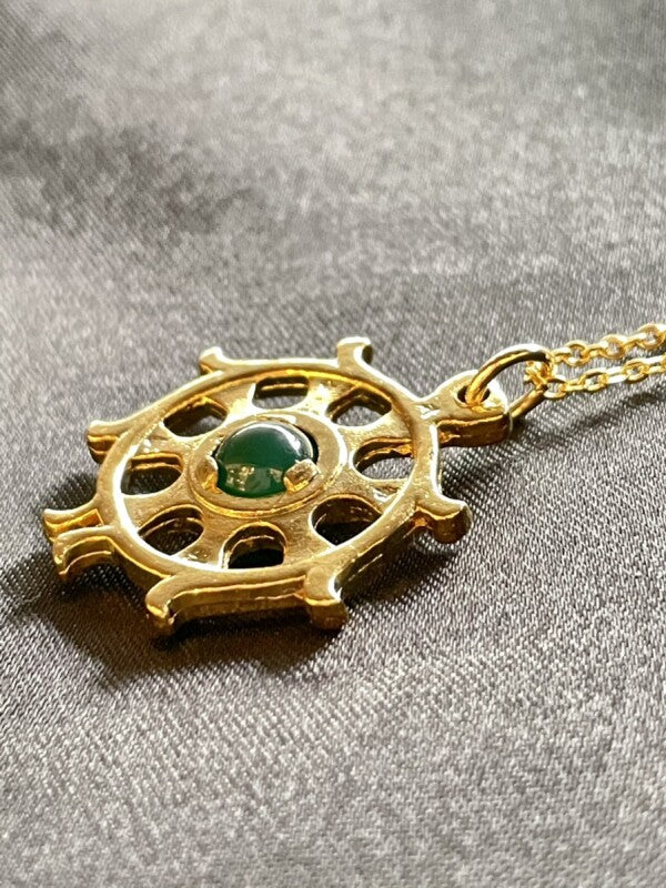 邪を砕き幸運が回り続ける!法輪(ダルマチャクラ)&人間関係・ストレス回避のグリーンめのう ネックレス