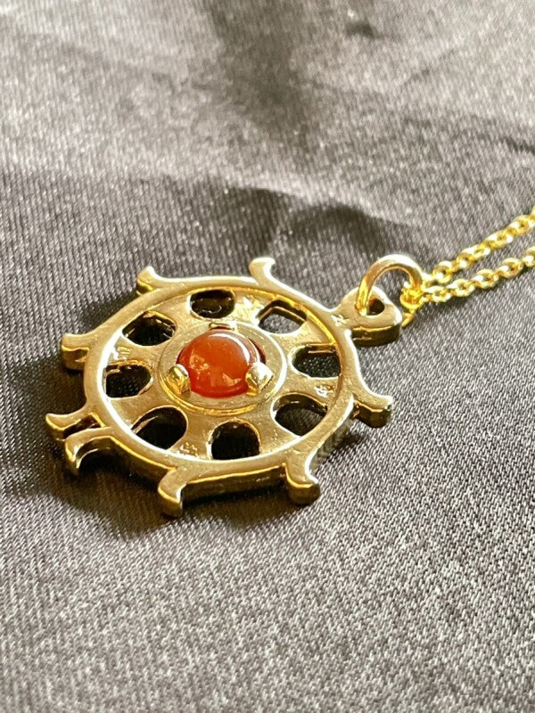 邪を砕き幸運が回り続ける!法輪(ダルマチャクラ)&積極性と力強さ、目標達成のカーネリアン ネックレス