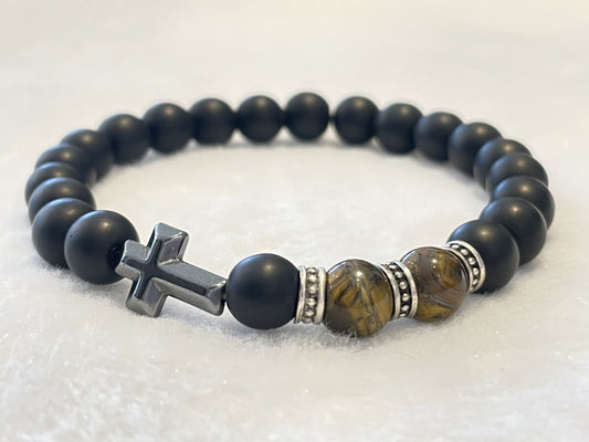 あなたを邪気から守り金運を助ける♪ ヘマタイトクロスブレス