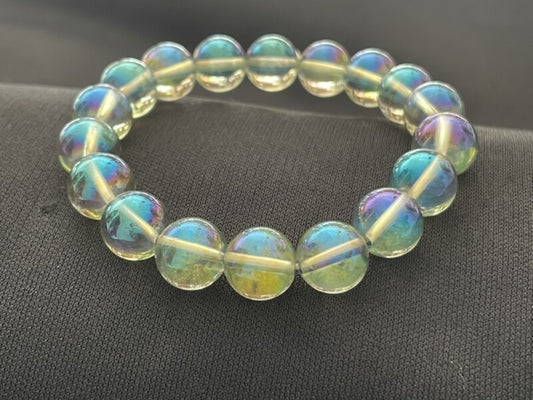 オーラを浄化し運を引き寄せる!レインボークリスタル グリーンオーラ ブレスレット10mm