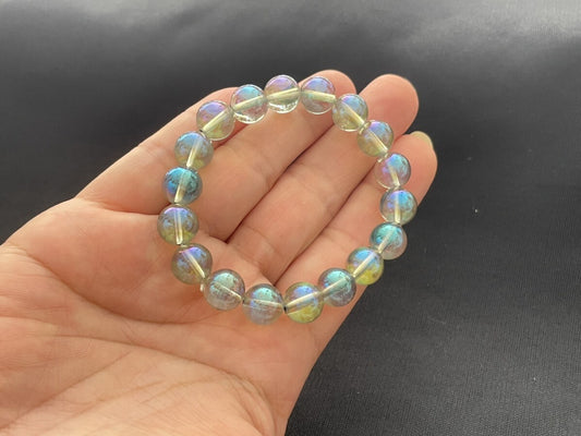 オーラを浄化し運を引き寄せる!レインボークリスタル グリーンオーラ ブレスレット10mm
