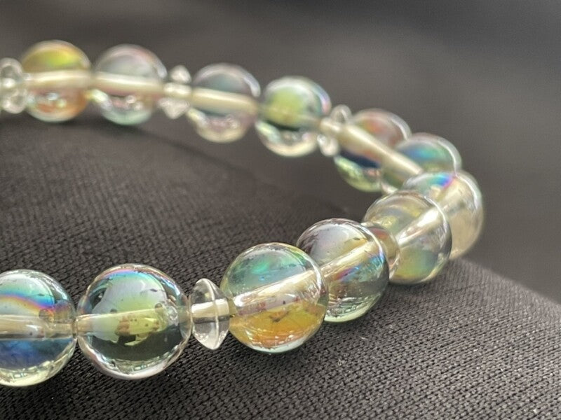 オーラを浄化し運を引き寄せる!レインボークリスタル グリーンオーラ ブレスレット10mm