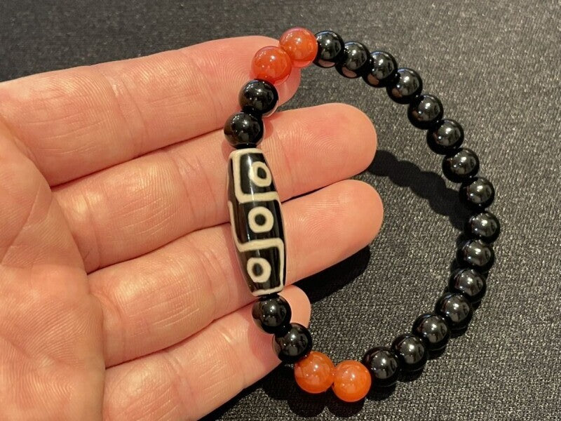 最高位!人生を大成功に導く!九眼天珠ブレスレット オニキス&瑪瑙