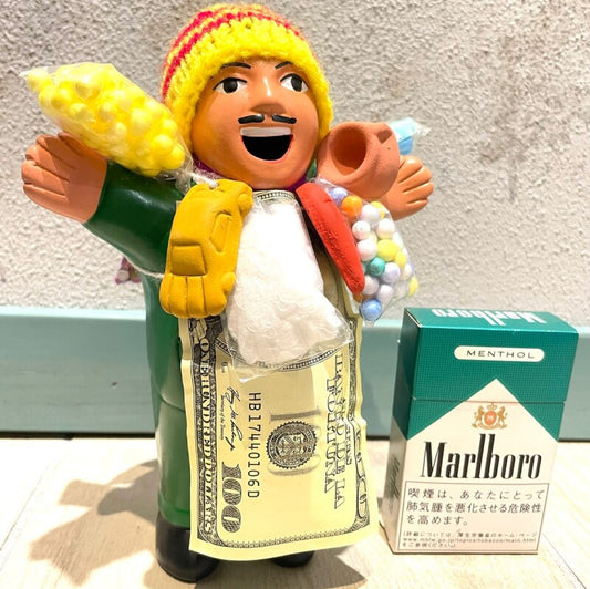 【グリーン】『ペルー産!』エケコ(エケッコー)人形  Lサイズ(約18センチ)