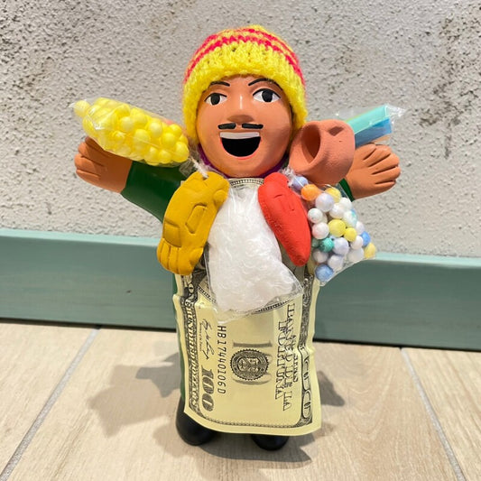 【グリーン】『ペルー産!』エケコ(エケッコー)人形  Lサイズ(約18センチ)