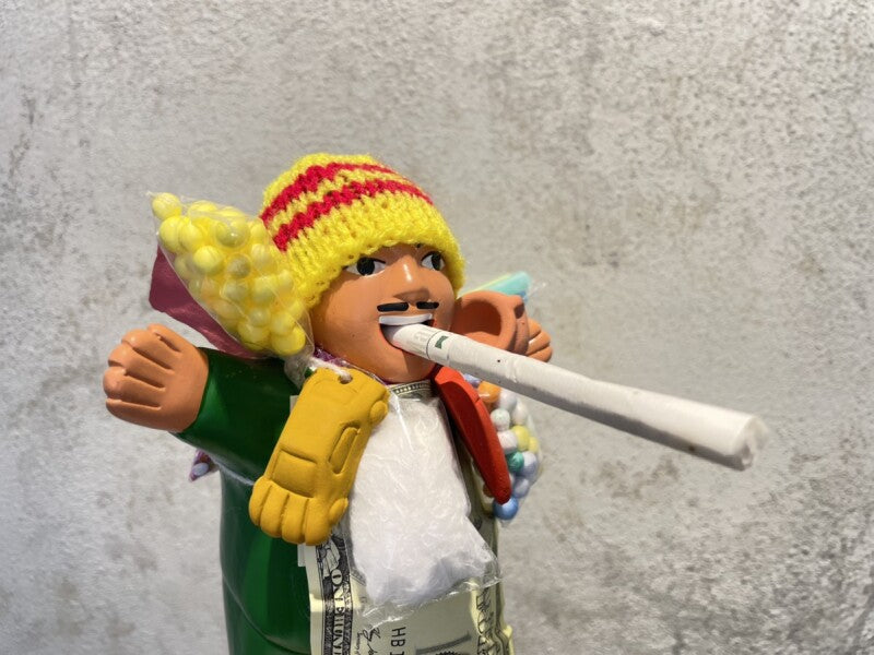 【グリーン】『ペルー産!』エケコ(エケッコー)人形  Lサイズ(約18センチ)